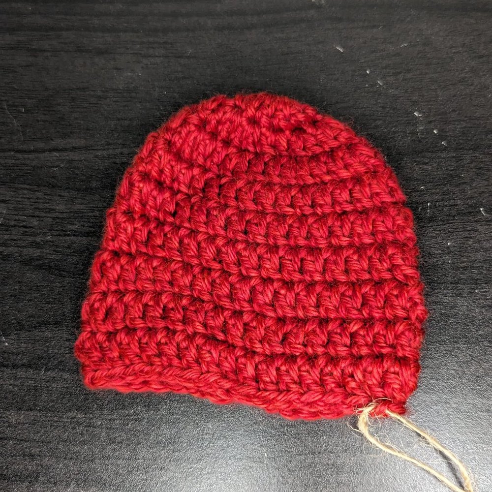 Hand Crafted Red Crochet Newborn Baby Hat